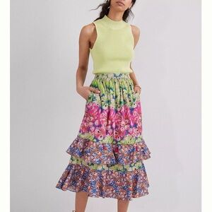 nwt villa Tiered midi Skirt Roopa Pemmaraju small